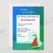 Ahoy Het is een Boy Baby shower Retro Uitnodiging  (Voorkant)