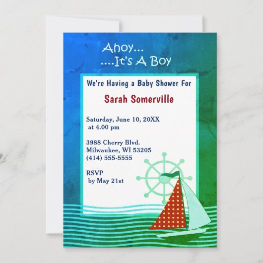 Ahoy Het is een Boy Baby shower Retro Uitnodiging (Voorkant)