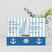 Ahoy Het is een Boy Baby shower Sailing Sepia Blue Kaart (Staand voorkant)