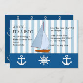 Ahoy Het is een Boy Baby shower Sailing Sepia Blue Kaart (Voorkant / Achterkant)