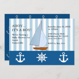 Ahoy Het is een Boy Baby shower Sailing Sepia Blue Kaart