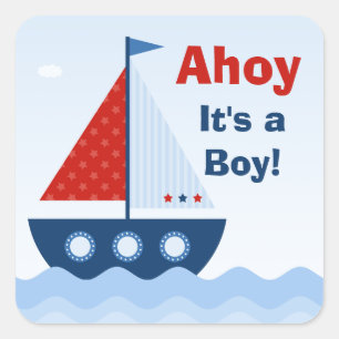 Ahoy Het is een Boy Baby shower Sticker