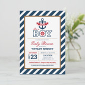 Ahoy, het is een BOY. Baby shower Uitnodiging (Staand voorkant)