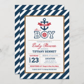 Ahoy, het is een BOY. Baby shower Uitnodiging (Voorkant / Achterkant)