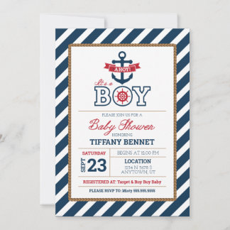 Ahoy, het is een BOY. Baby shower Uitnodiging