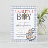 AHOY Het is een Boy Baby shower Uitnodiging (Staand voorkant)