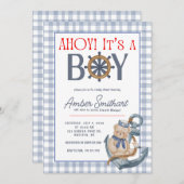 AHOY Het is een Boy Baby shower Uitnodiging (Voorkant / Achterkant)