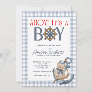 AHOY Het is een Boy Baby shower Uitnodiging