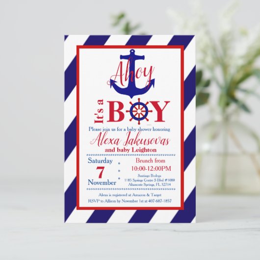 Ahoy! Het is een Boy Baby shower Uitnodiging (Staand voorkant)