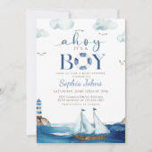 Ahoy Het is een Boy Blue Boat Nautisch baby shower Kaart (Voorkant)