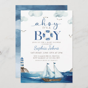 Ahoy Het is een Boy Blue Boat Nautisch baby shower Kaart
