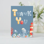 Ahoy Het is een Boy Blue Nautical Baby shower Bedankkaart (Staand voorkant)