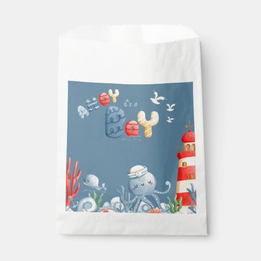 Ahoy Het is een Boy Blue Nautical Baby shower Bedankzakje (Voorkant)