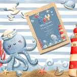 Ahoy Het is een Boy Blue Nautical Baby shower Briefkaart<br><div class="desc">Schattige diepblauwe oceaankleur achtergrond met nautische elementen van octopus,  ankers,  walvissen,  golven,  zeester en andere zoete zeeen helpen dit zoete ontwerp tot leven te brengen voor de perfecte babyjongensdouche. 100% "klanttevredenheid met "Zazzle" elke dag.</div>