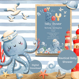 Ahoy Het is een Boy Blue Nautical Baby shower Kaart