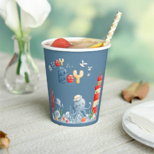 Ahoy Het is een Boy Blue Nautical Baby shower Papieren Bekers