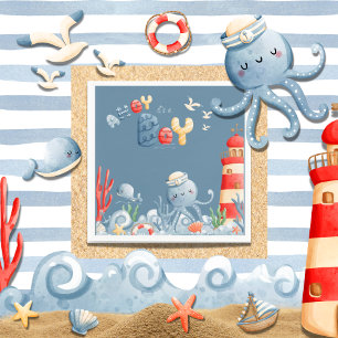 Ahoy Het is een Boy Blue Nautical Baby shower Servet