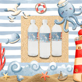 Ahoy Het is een Boy Blue Nautical Baby shower Waterfles Etiket