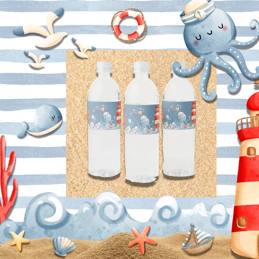 Ahoy Het is een Boy Blue Nautical Baby shower Waterfles Etiket