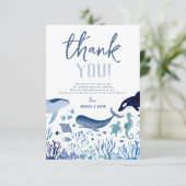 Ahoy Het is een Boy Blue Onder het Zee Baby shower Bedankkaart (Staand voorkant)