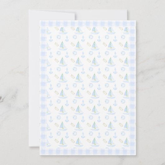 Ahoy Het is een Boy Blue Plaid Modern Baby shower Kaart (Achterkant)