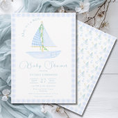 Ahoy Het is een Boy Blue Plaid Modern Baby shower Kaart