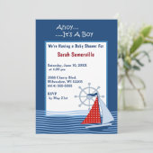 Ahoy Het is een Boy Blue Zeilboot Baby shower Kaart (Staand voorkant)