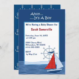 Ahoy Het is een Boy Blue Zeilboot Baby shower Kaart
