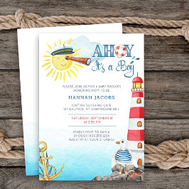 Ahoy het is een Boy Cute Nautical Baby shower Kaart