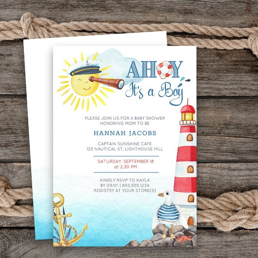 Ahoy het is een Boy Cute Nautical Baby shower Kaart