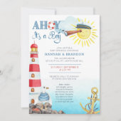 Ahoy het is een Boy Cute Nautical Baby Sprinkle Kaart (Voorkant)