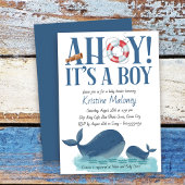 Ahoy Het is een Boy Happy Whale Waterverf Baby sho Kaart