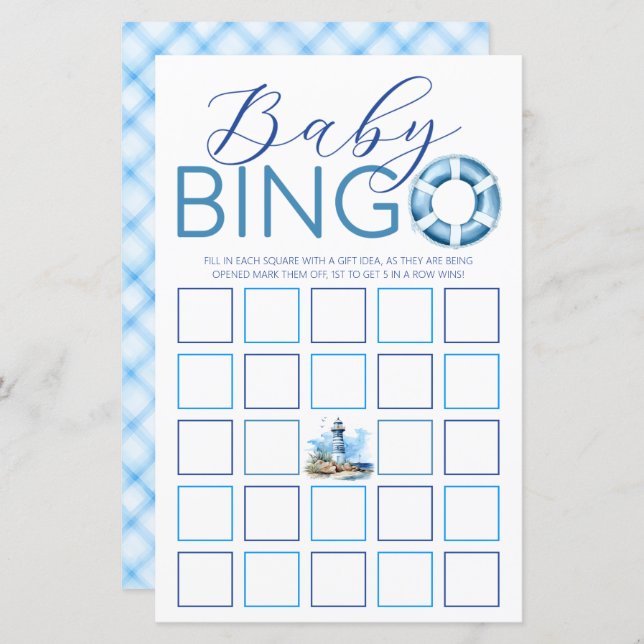 Ahoy Het is een Boy Nautical Baby shower Bingo spe (Voorkant / Achterkant)