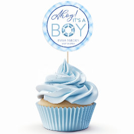 Ahoy Het is een Boy Nautical Baby shower Favoriet  Ronde Sticker
