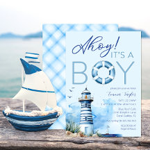 Ahoy Het is een Boy Nautical Baby shower Invitatio