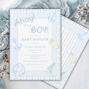 Ahoy Het is een Boy Nautical Baby shower Invitatio Kaart