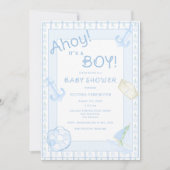 Ahoy Het is een Boy Nautical Baby shower Invitatio Kaart (Voorkant)