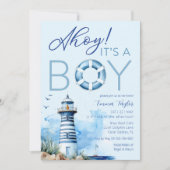 Ahoy Het is een Boy Nautical Baby shower Invitatio Kaart (Voorkant)