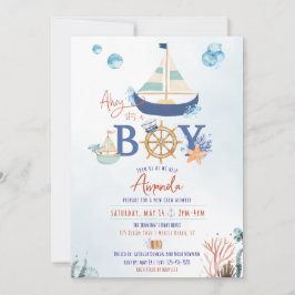 Ahoy Het is een Boy Nautical Baby shower Invite Kaart