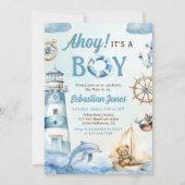 Ahoy Het is een Boy Nautical Baby shower Kaart (Voorkant)