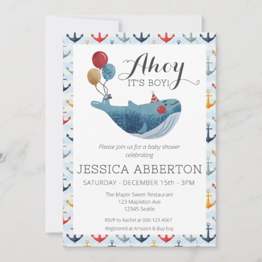 Ahoy, het is een Boy Nautical Baby shower Kaart (Voorkant)