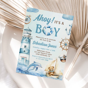 Ahoy Het is een Boy Nautical Baby shower Kaart