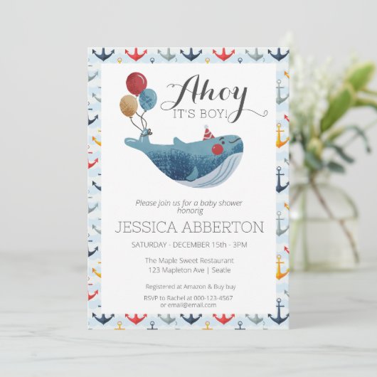 Ahoy, het is een Boy Nautical Baby shower Kaart (Staand voorkant)