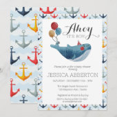 Ahoy, het is een Boy Nautical Baby shower Kaart (Voorkant / Achterkant)