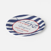 Ahoy Het is een Boy Nautical Baby shower Navy Red Papieren Bordje (Gekanteld)