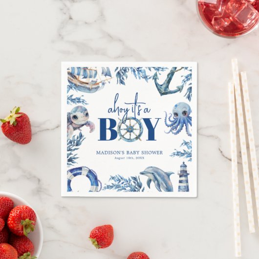 Ahoy het is een Boy Nautical Baby shower Servet (Insitu)