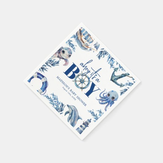 Ahoy het is een Boy Nautical Baby shower Servet (Hoek)