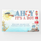 Ahoy het is een Boy Nautical Baby shower Welcome Spandoek (Horizontaal)