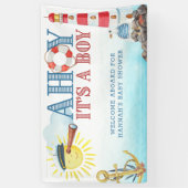 Ahoy het is een Boy Nautical Baby shower Welcome Spandoek (Verticaal)