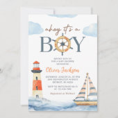 Ahoy Het is een Boy Nautical Blue Boy Baby shower Kaart (Voorkant)